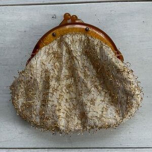 Vintage Textured Gold Women's Clutch Tortoise Shell Frame & Clasp Grandmacore